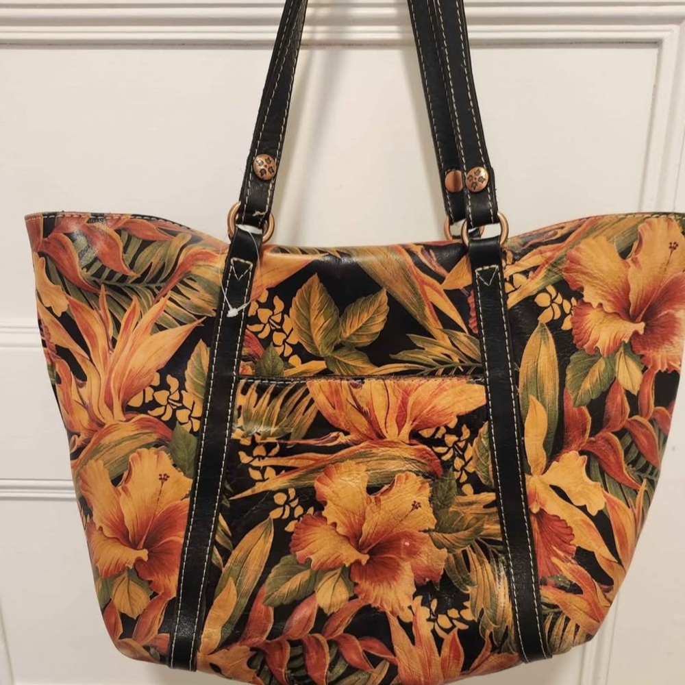 EUC PATRICIA NASH LEATHER BENVENUTO TOTE FLORAL